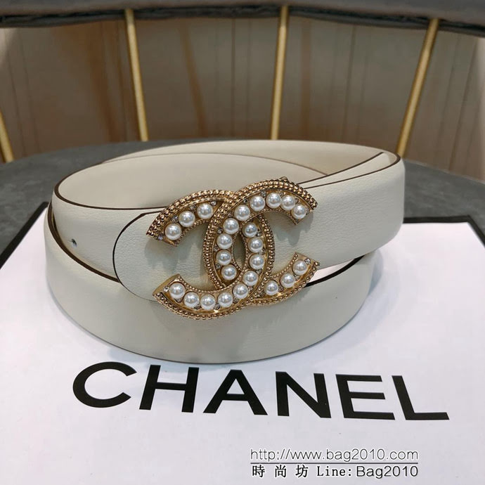 CHANEL香奈兒 18新款 CC珍珠水鑽扣 精品光滑優雅皮帶 上身效果巨好 奢華經典 小紅書火爆款   xfp1040
